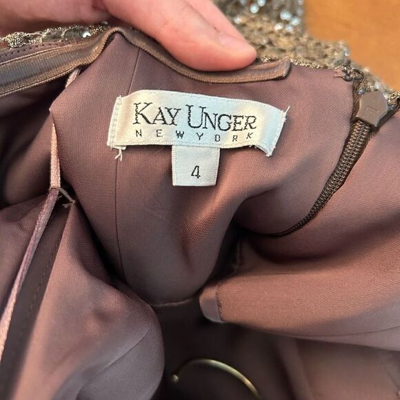 Kay Unger NWT Light Brown Strapless Sequence Mini Dress - Picture 6 of 7